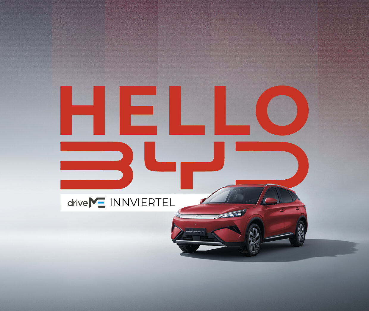 BYD Fahrzeug vor dem Autohaus drive ME in Hohenzell — Save the Date 26. September 2026